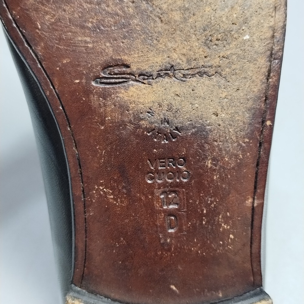 Santoni Black Leather Penny Loafers - Picture 6 of 16